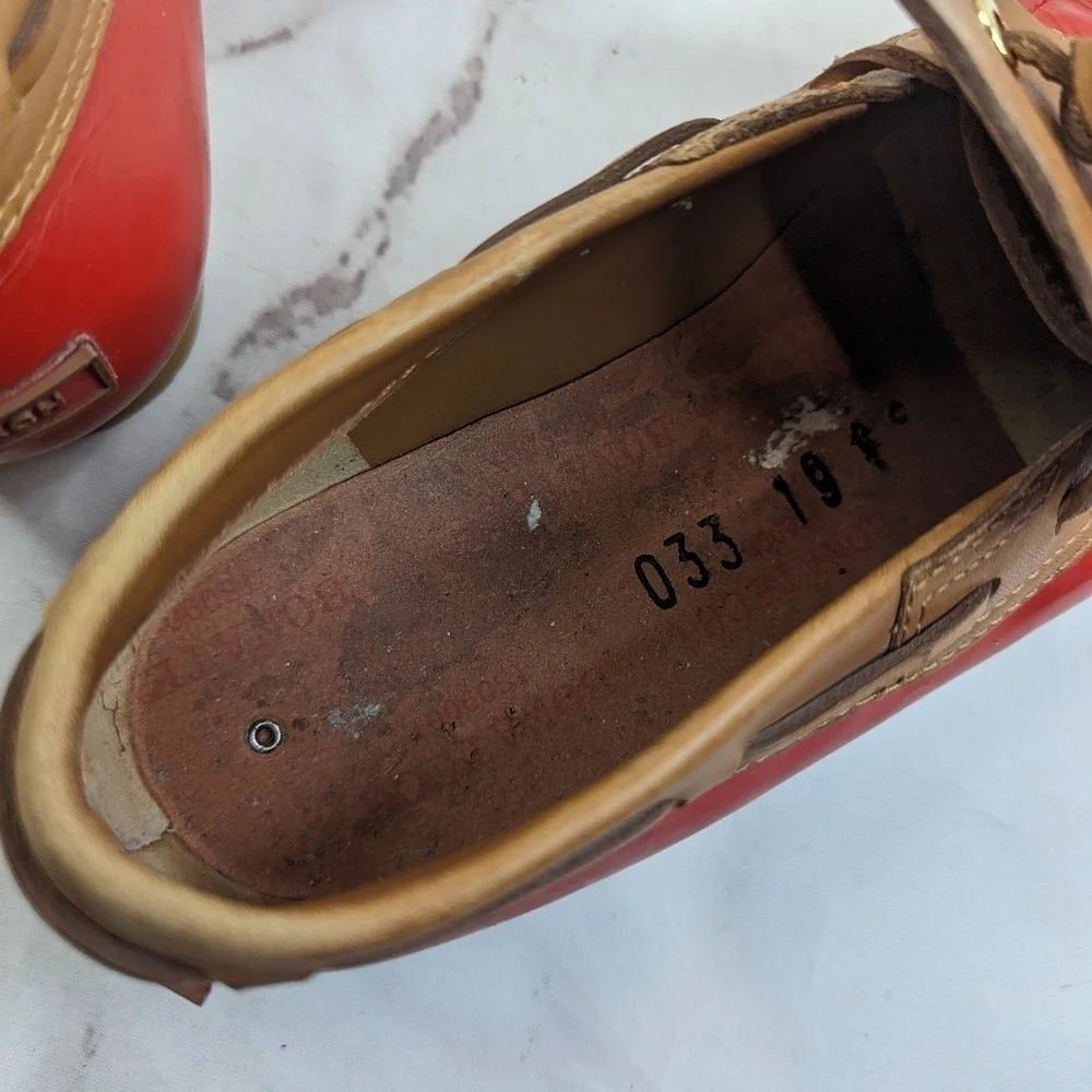 Tory Burch Loafer Women 9 39 Red Bean Boot Wellie Slip On Shoe Leather Rain Boat